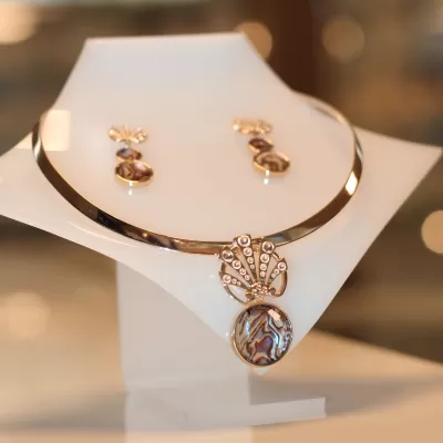 Conjunto Folheado Ouro 18k e Abalone 