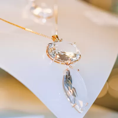 Colar Folheado Ouro 18k e Cristal 