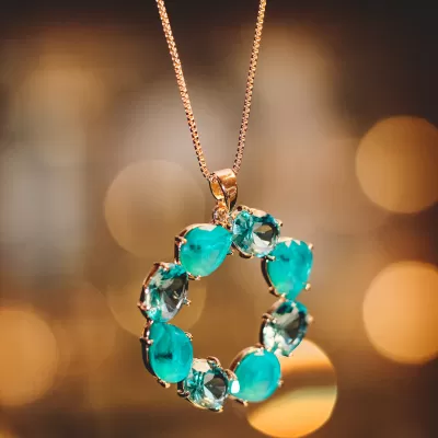 Colar Folheado Ouro 18k e Cristal 