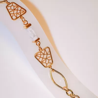 Pulseira Folheada Ouro 18k e Howlita 