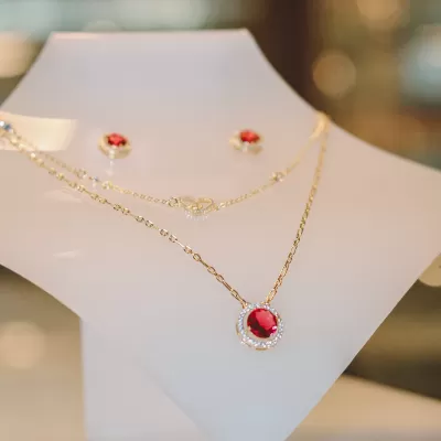 Conjunto Folheado Ouro 18k e Cristal 