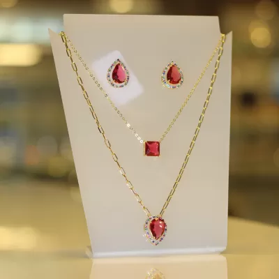 Conjunto Folheado Ouro 18k e Cristal 