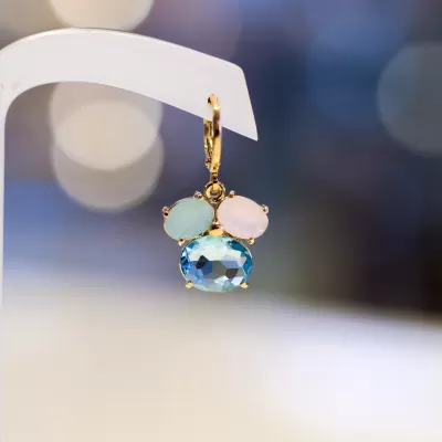 Brinco Folheado Ouro 18k e Cristal 