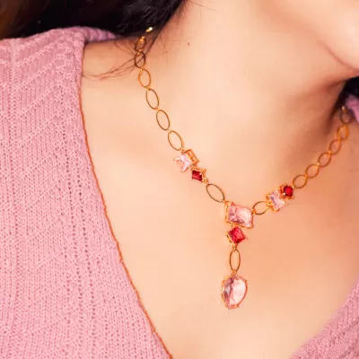 Conjunto Folheado Ouro 18k e Cristal 