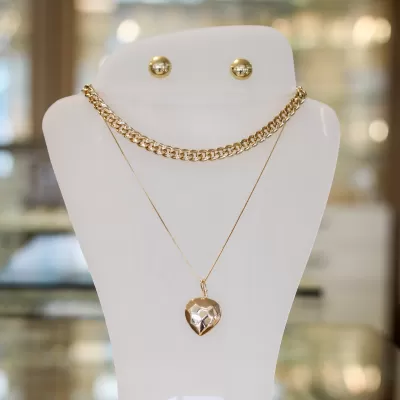 Colar, Brinco e Gargantilha Folheado Ouro 18k