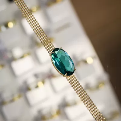 Pulseira Folheada Ouro 18k e Cristal 