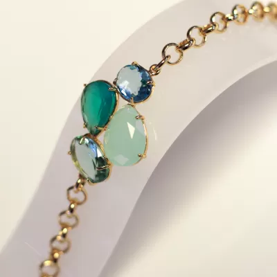 Pulseira Folheada Ouro 18k e Cristal 