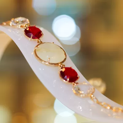 Pulseira Folheada Ouro 18k e Cristal 