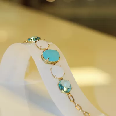 Pulseira Folheada Ouro 18k e Cristal 