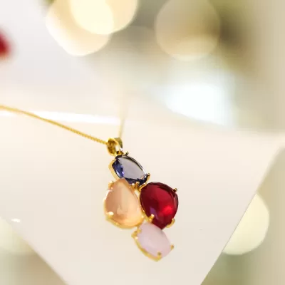 Conjunto Folheado Ouro 18k e Cristal 