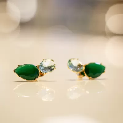 Brinco Folheado Ouro 18k e Cristal 