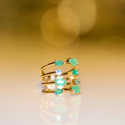 Anel Folheado Ouro 18k e Cristal 