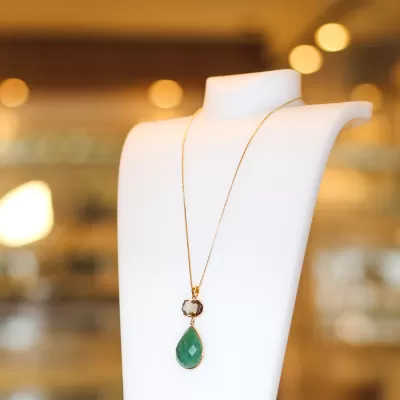 Colar Folheado Ouro 18k e Pedra Natural 