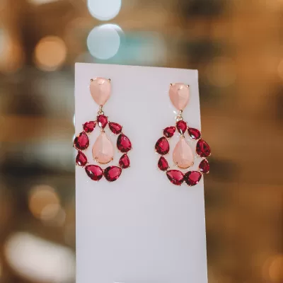 Brinco Folheado Ouro 18k e Cristal 