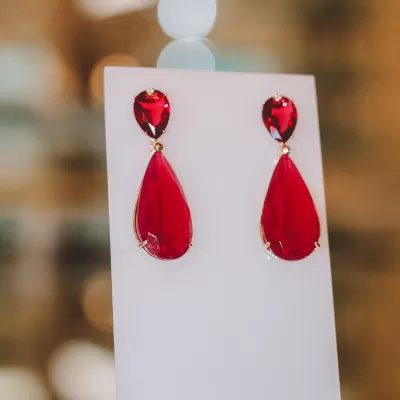 Brinco Folheado Ouro 18k e Cristal 