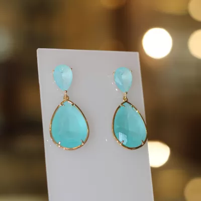 Brinco Folheado Ouro 18k e Cristal 