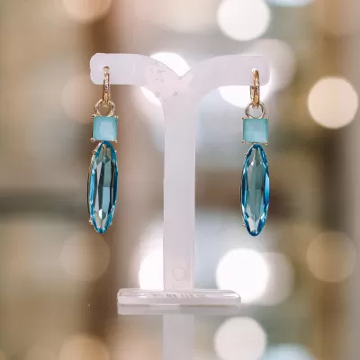 Brinco Folheado Ouro 18k e Cristal 