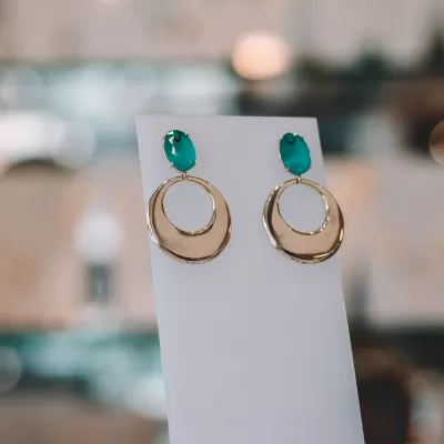 Brinco Folheado Ouro 18k e Cristal 