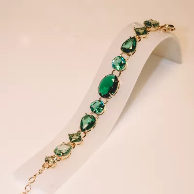 Pulseira Folheada Ouro 18k e Cristal 