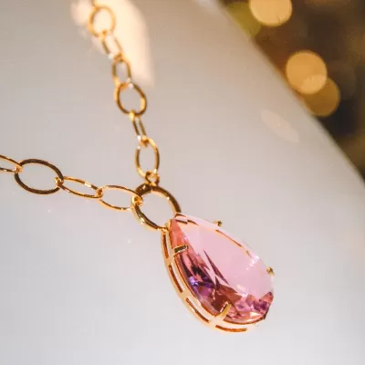 Colar Folheado Ouro 18k e Cristal 