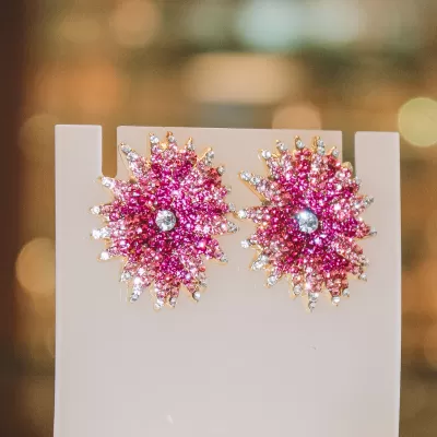 Brinco Folheado Ouro 18k e Cristal 