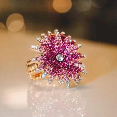 Anel Folheado Ouro 18k e Cristal 